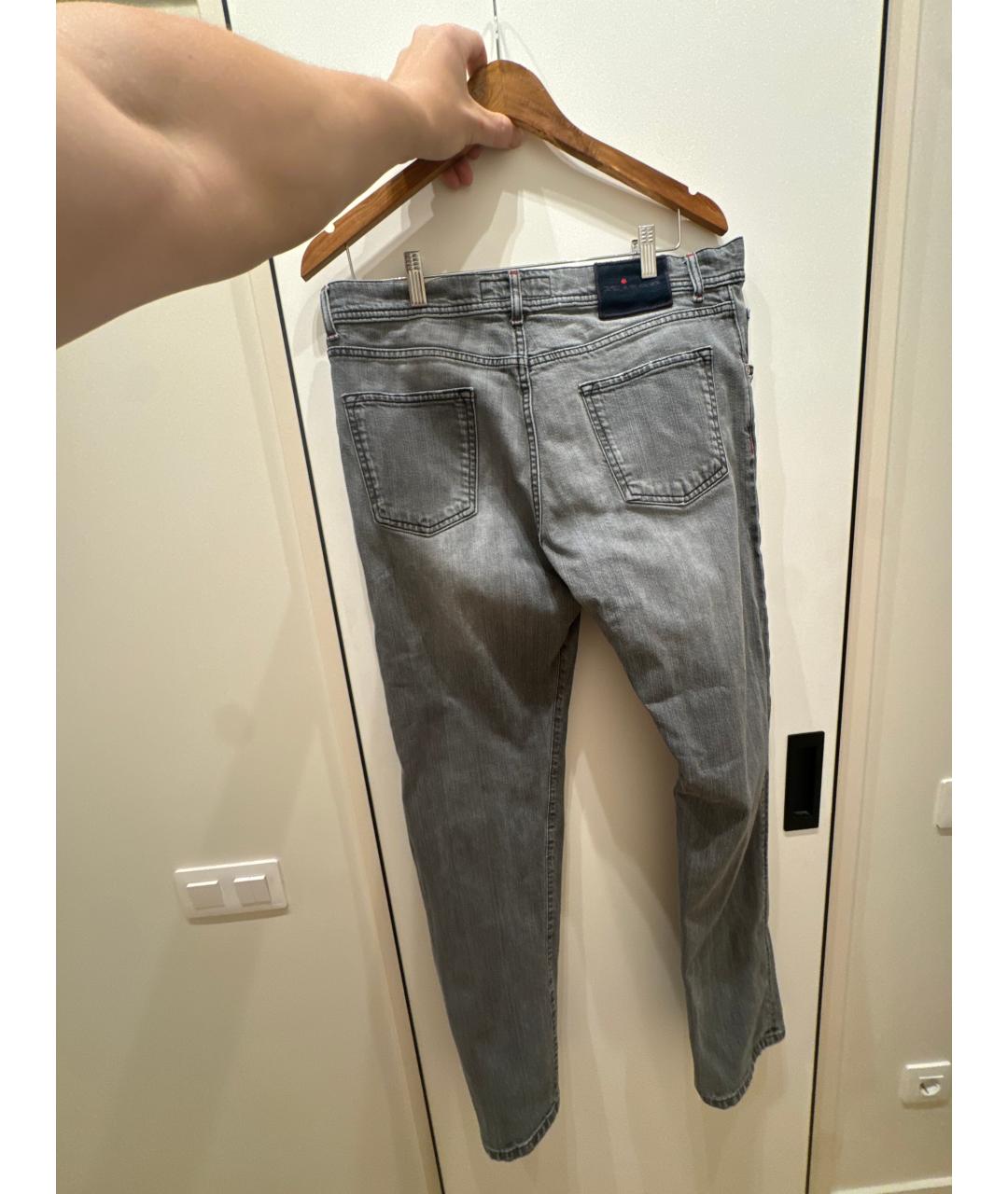 KITON Серые хлопковые прямые джинсы, фото 2