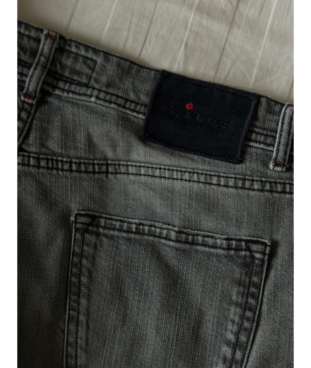 KITON Серые хлопковые прямые джинсы, фото 6