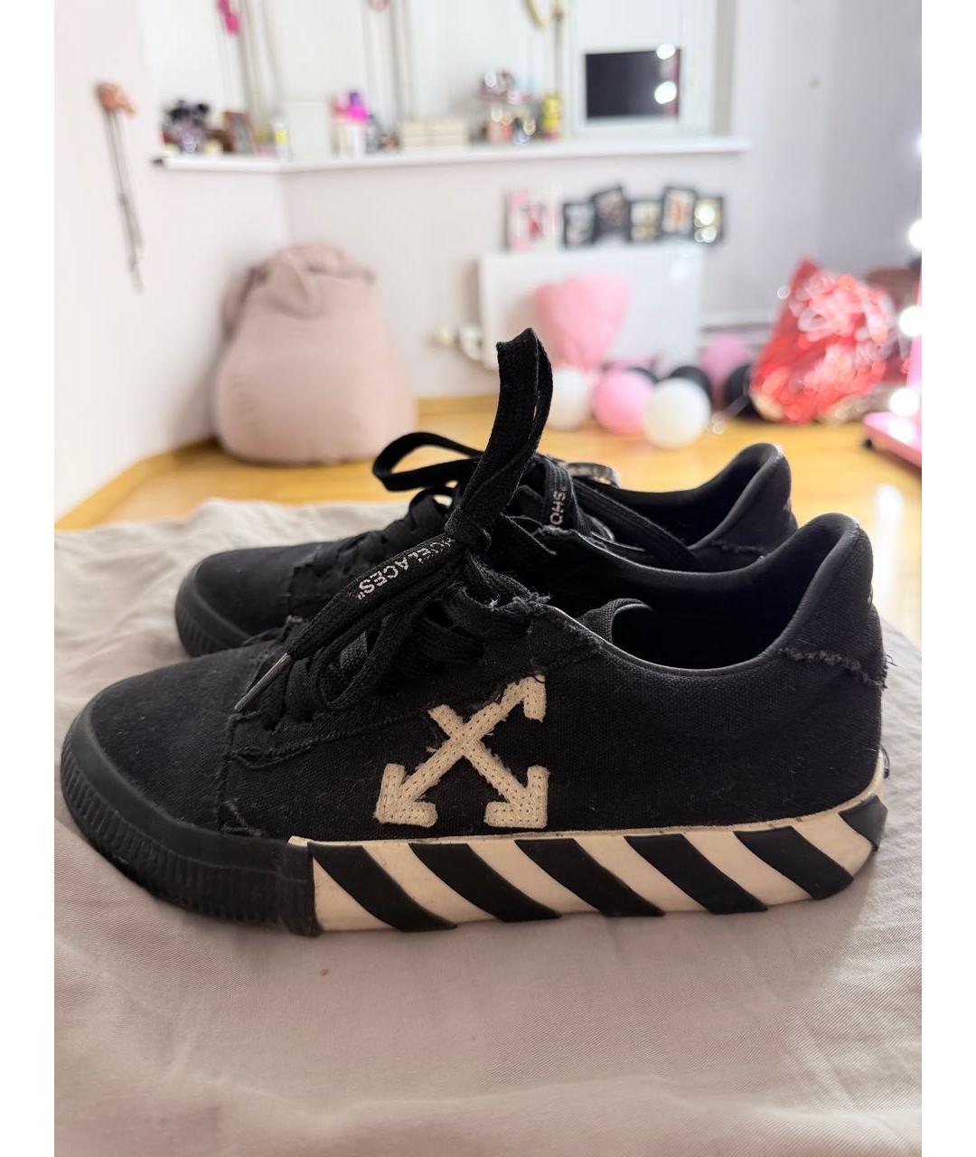 OFF-WHITE Черные текстильные кеды, фото 4