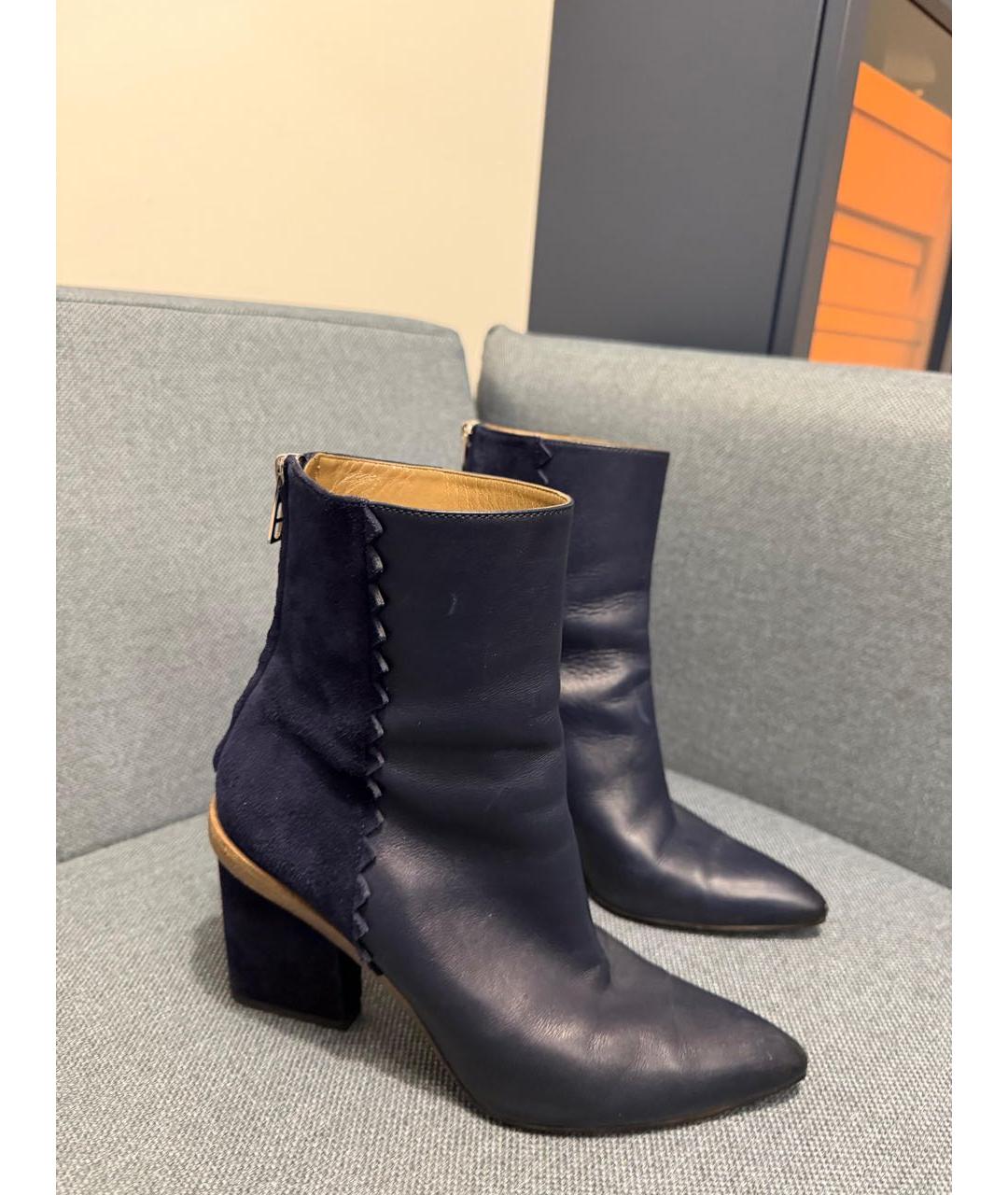 HERMES Синие кожаные ботильоны, фото 4