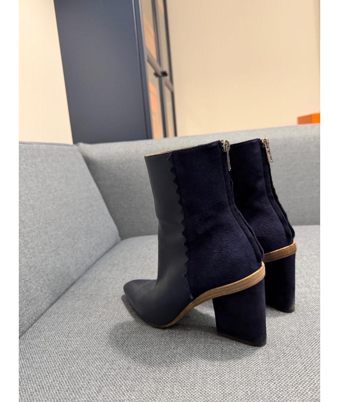 HERMES Синие кожаные ботильоны, фото 6