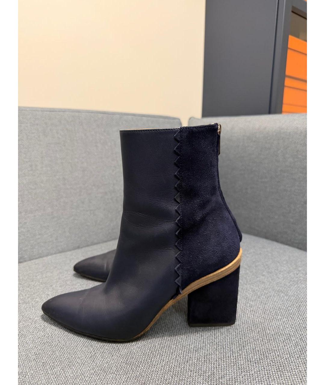 HERMES Синие кожаные ботильоны, фото 9
