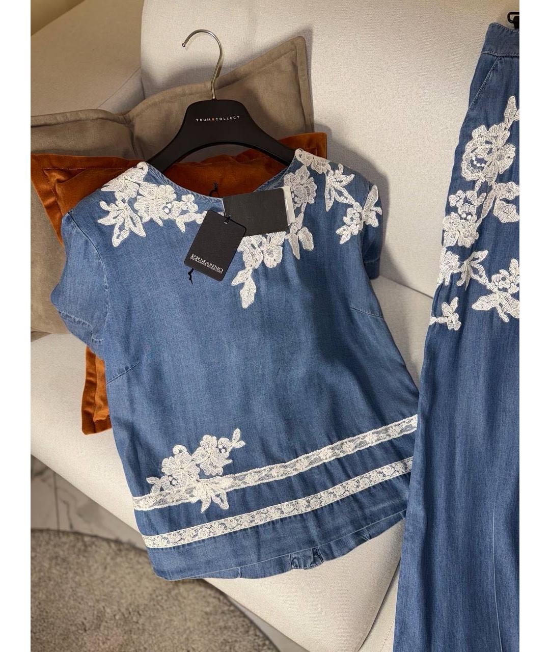 ERMANNO SCERVINO Синий хлопковый костюм с брюками, фото 6