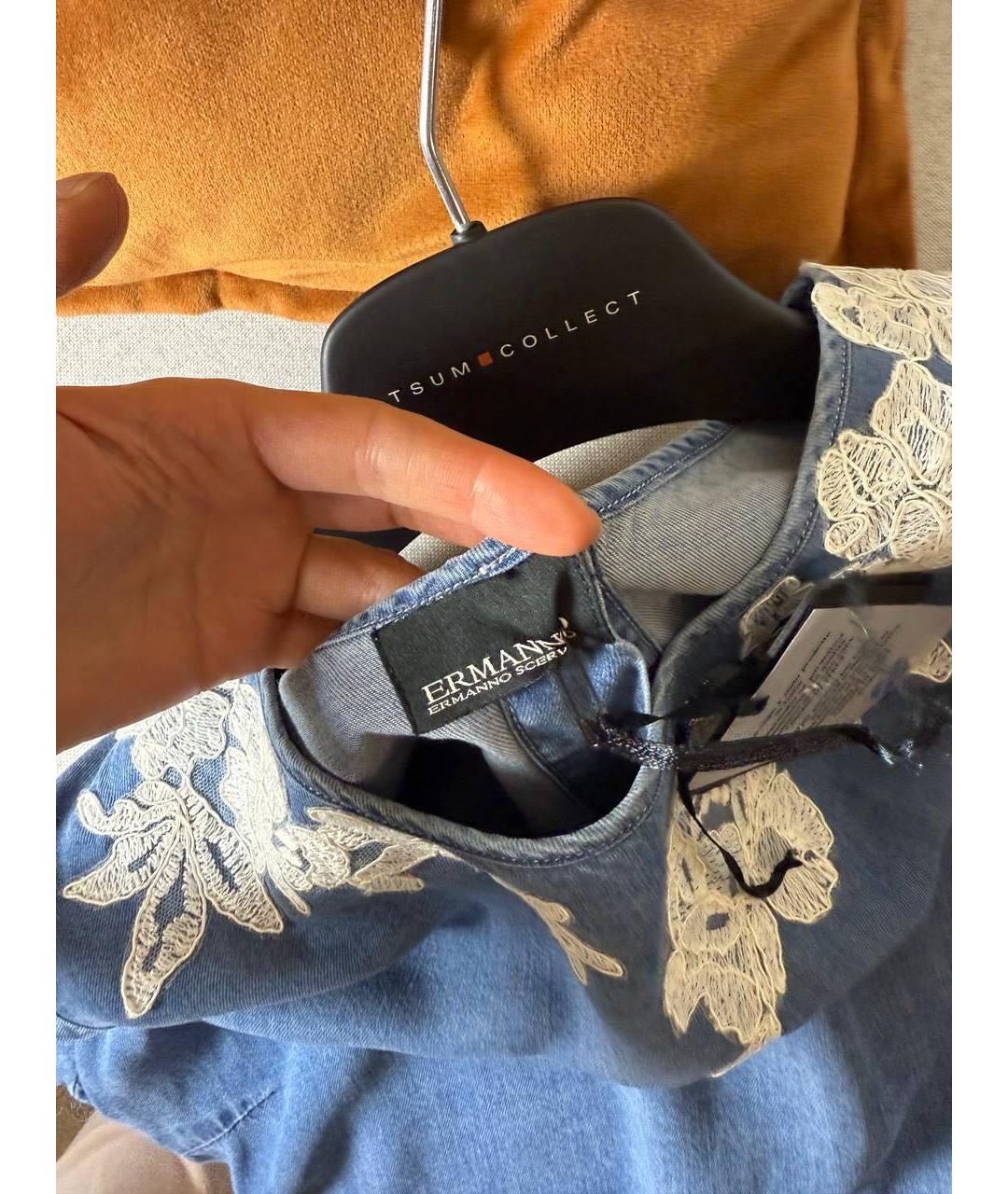 ERMANNO SCERVINO Синий хлопковый костюм с брюками, фото 4