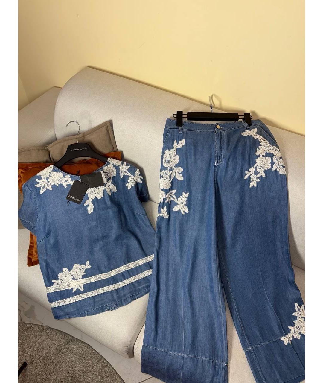 ERMANNO SCERVINO Синий хлопковый костюм с брюками, фото 7