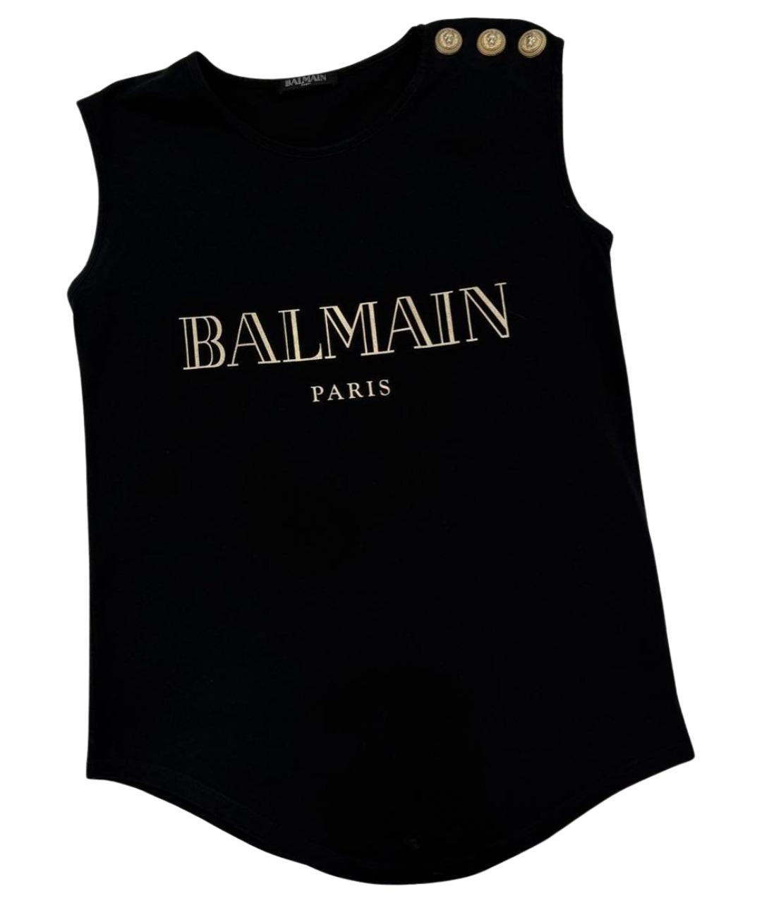 BALMAIN Черная хлопковая футболка, фото 1