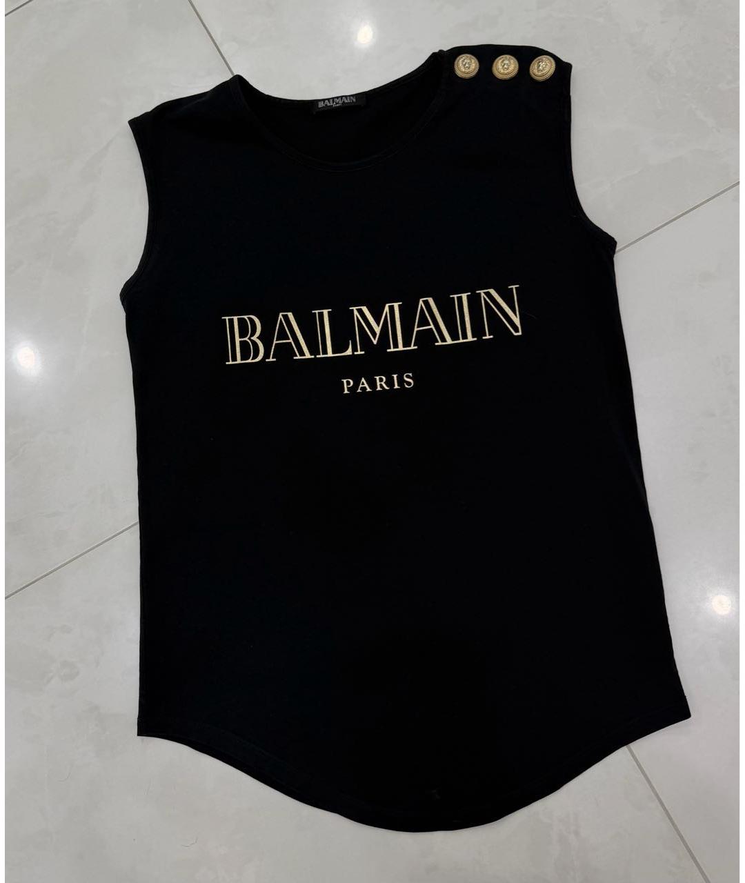 BALMAIN Черная хлопковая футболка, фото 5