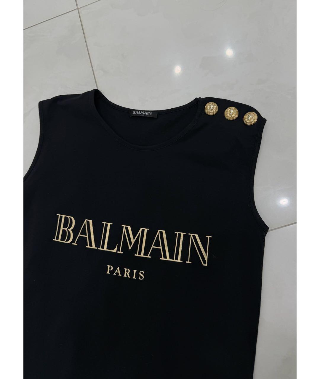 BALMAIN Черная хлопковая футболка, фото 2