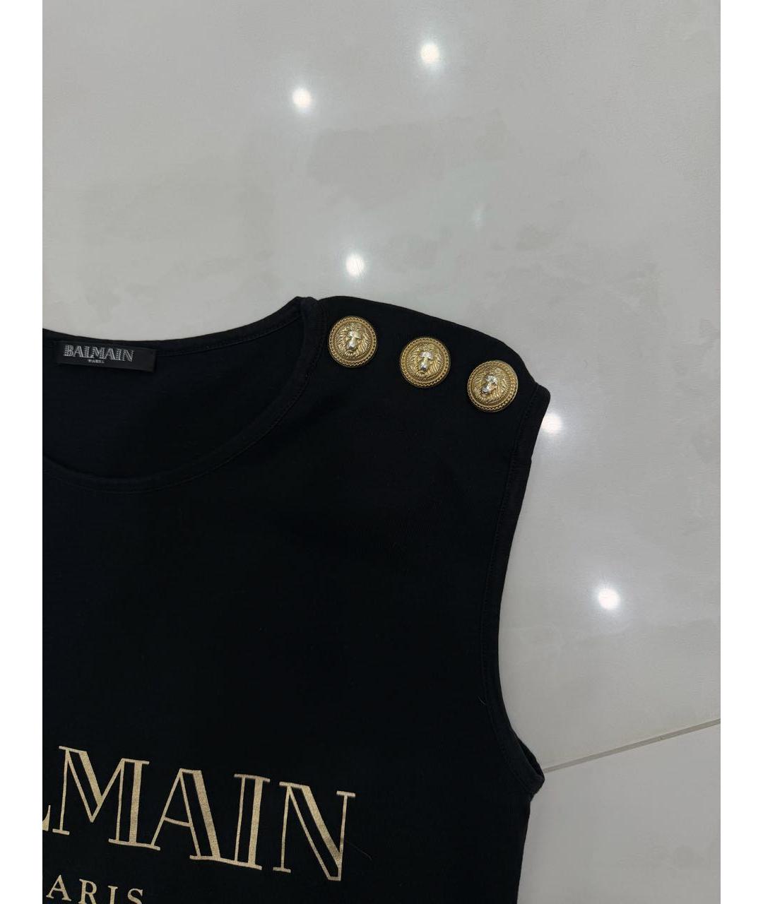 BALMAIN Черная хлопковая футболка, фото 3