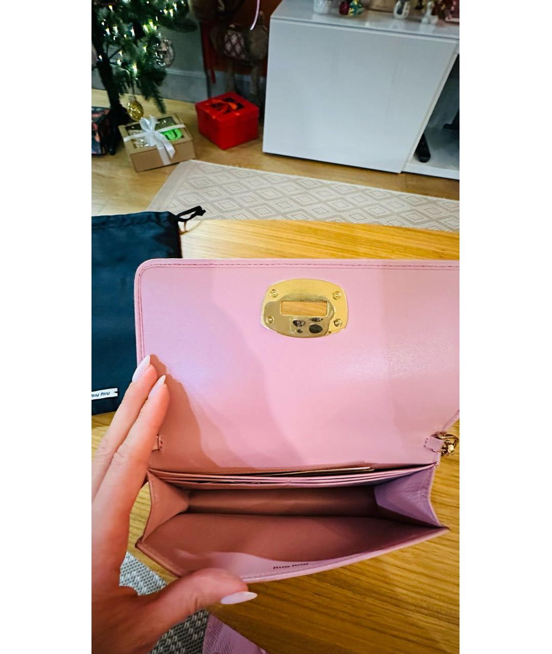 MIU MIU Розовая кожаная сумка через плечо, фото 4