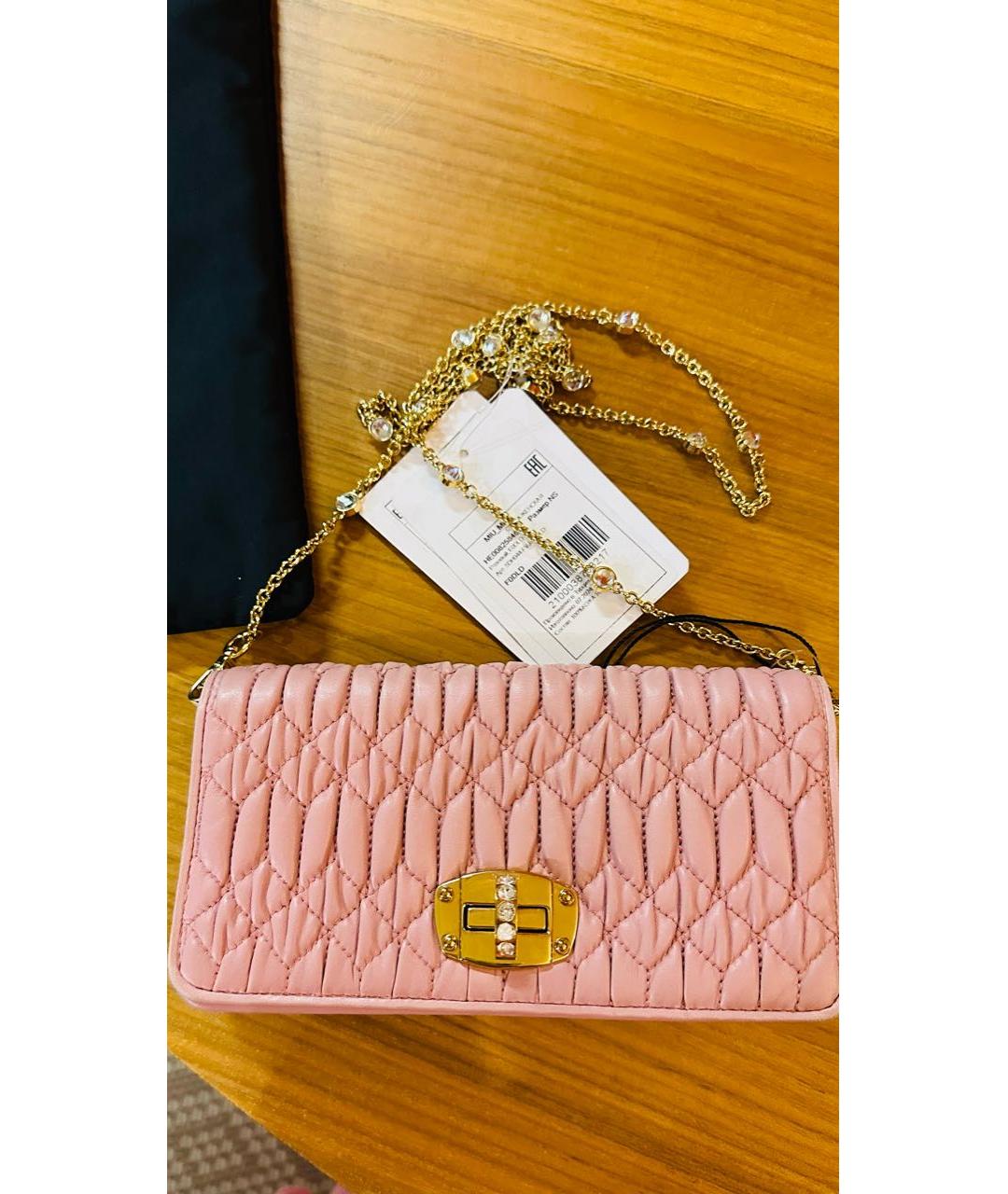 MIU MIU Розовая кожаная сумка через плечо, фото 6