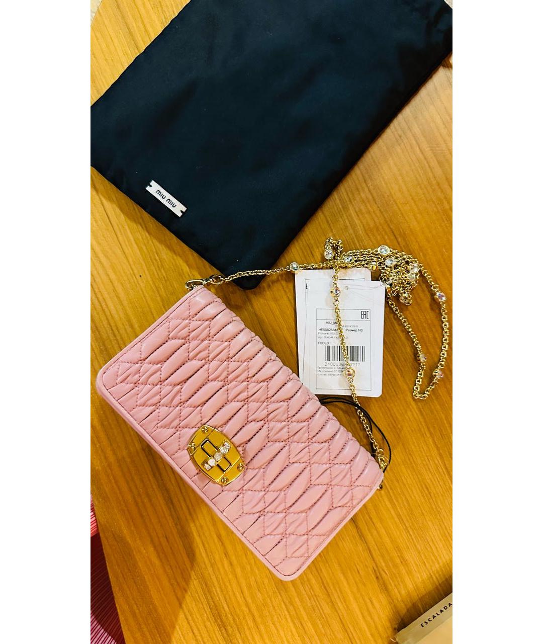 MIU MIU Розовая кожаная сумка через плечо, фото 2