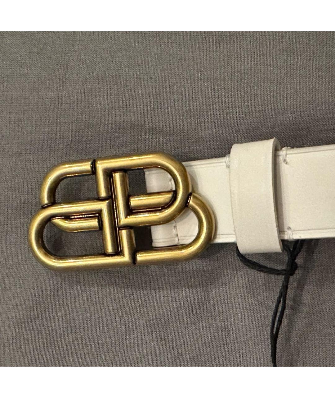 BALENCIAGA Белый кожаный ремень, фото 2