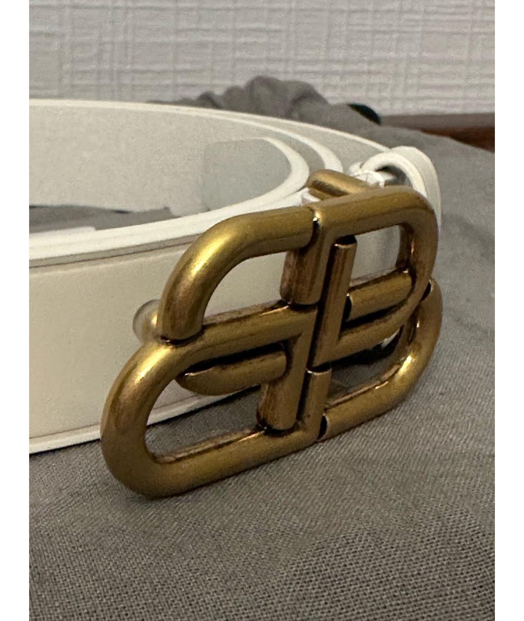 BALENCIAGA Белый кожаный ремень, фото 4