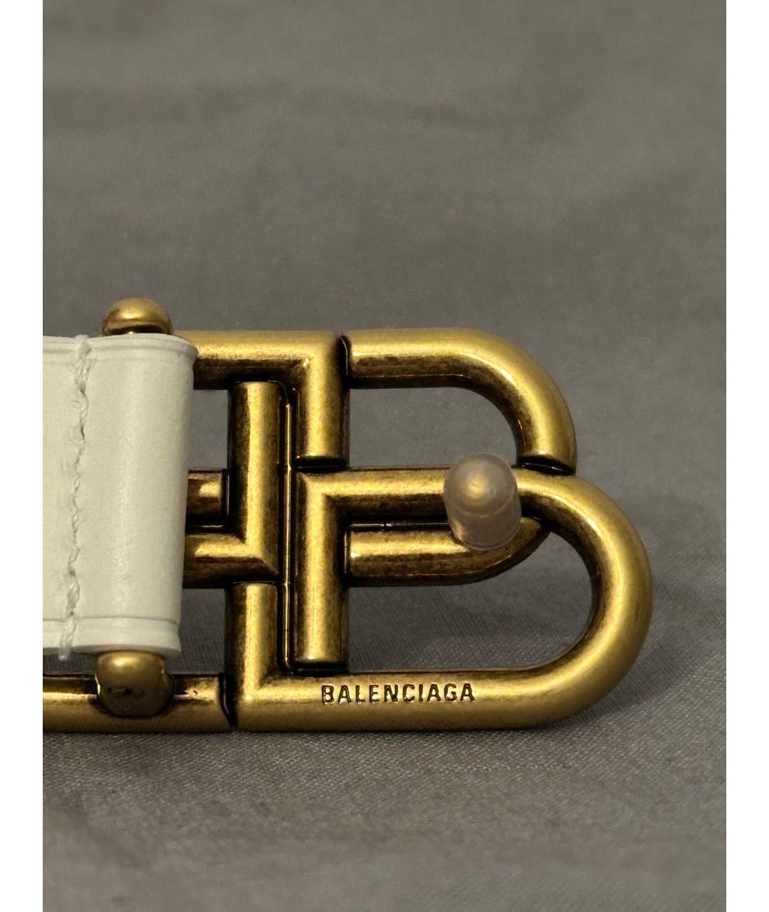 BALENCIAGA Белый кожаный ремень, фото 6