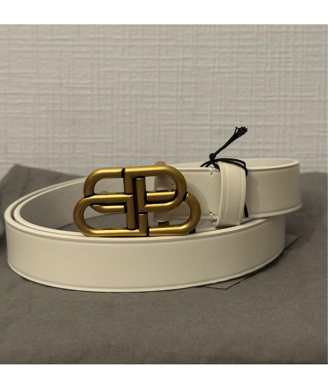 BALENCIAGA Белый кожаный ремень, фото 8