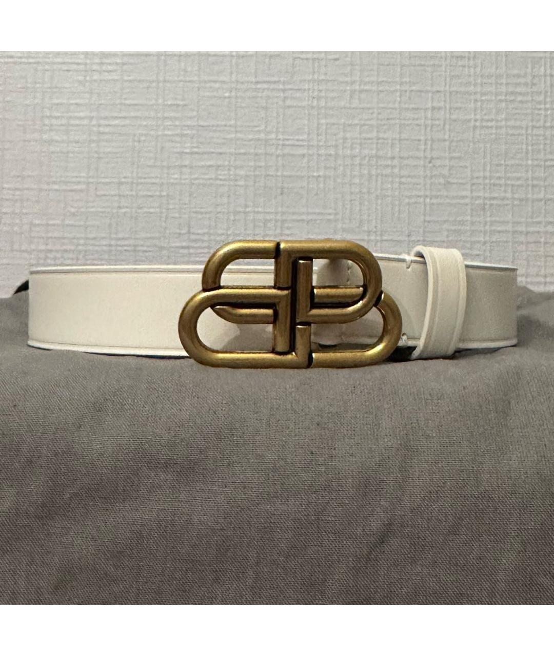 BALENCIAGA Белый кожаный ремень, фото 9