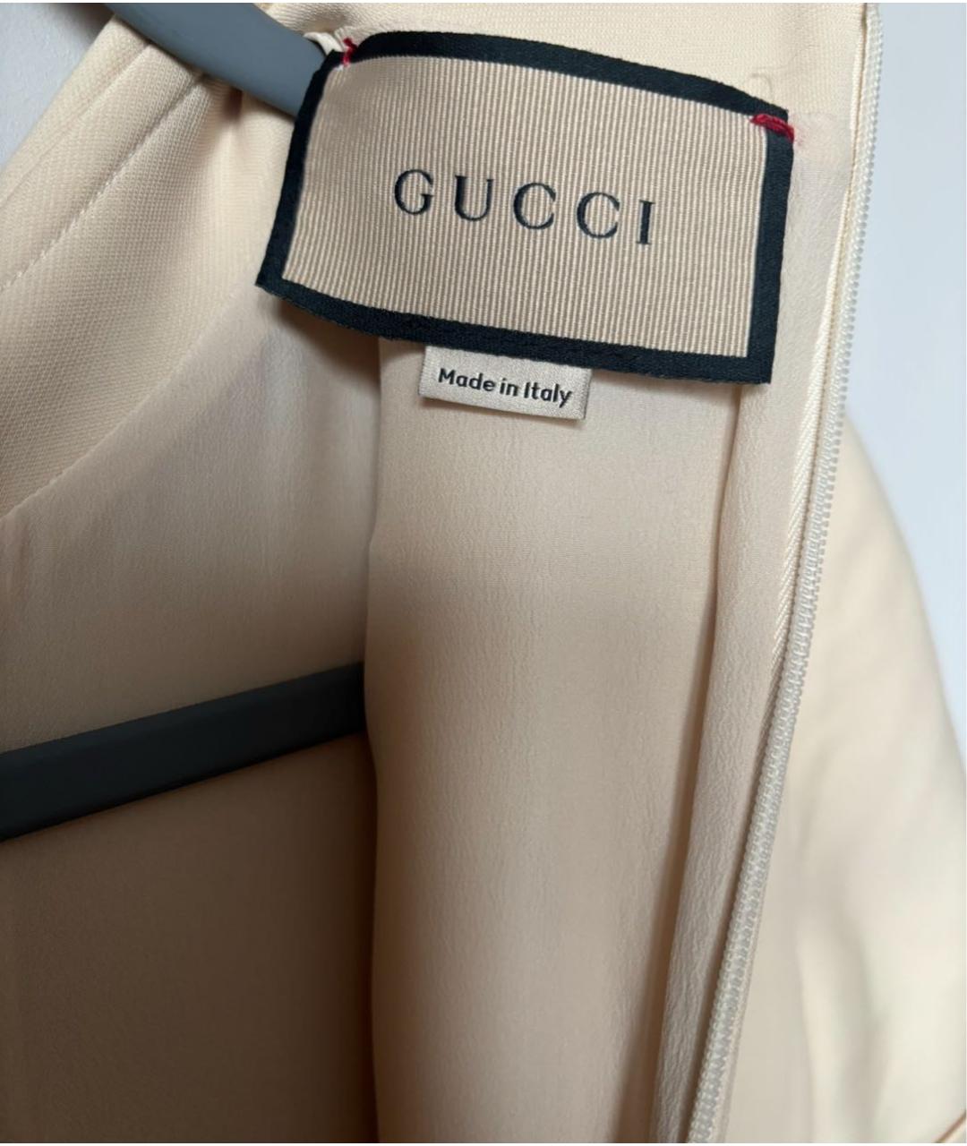 GUCCI Бежевое шелковое повседневное платье, фото 3