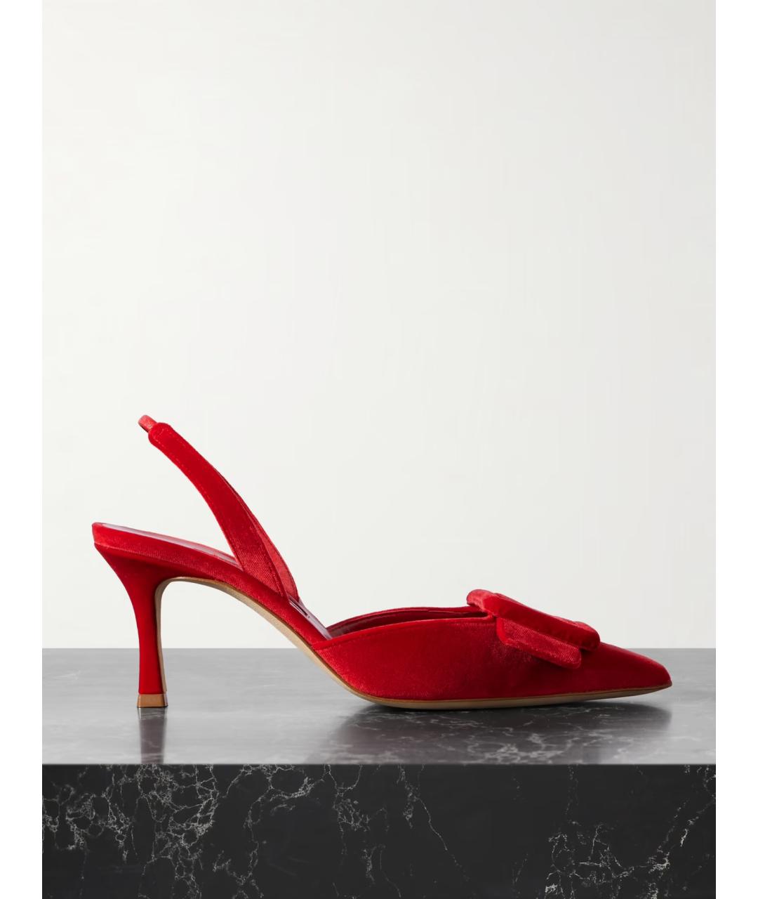 MANOLO BLAHNIK Красные бархатные мюли, фото 4