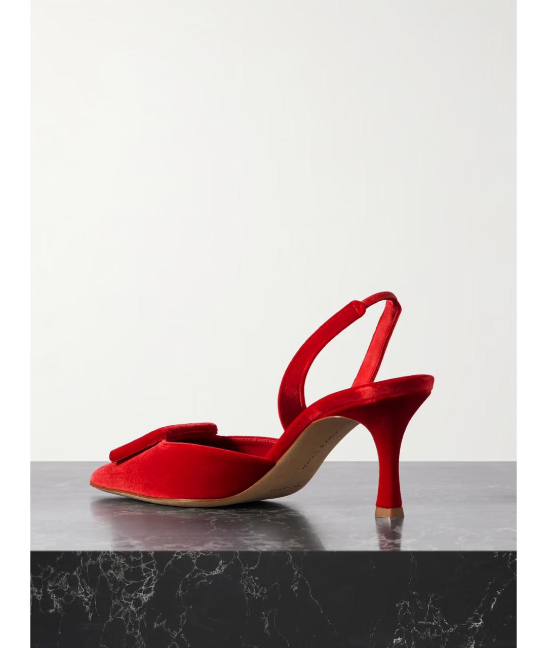 MANOLO BLAHNIK Красные бархатные мюли, фото 3