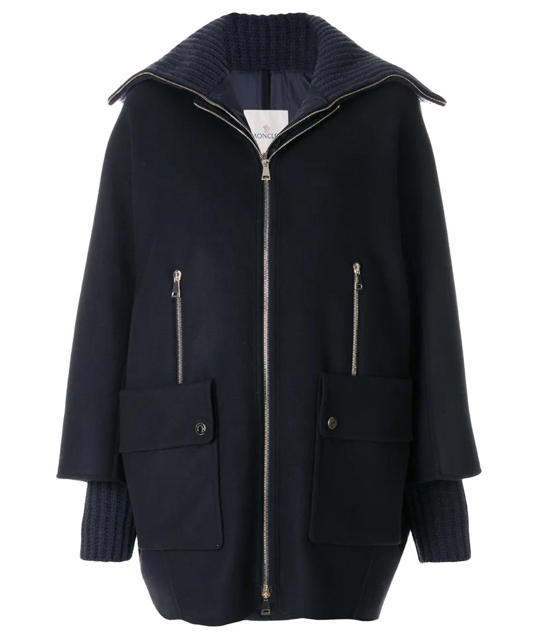 MONCLER Черное шерстяное пальто, фото 1