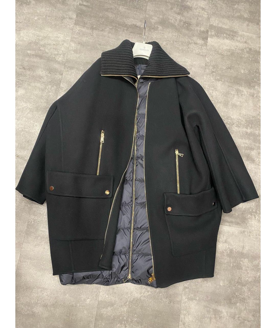 MONCLER Черное шерстяное пальто, фото 8