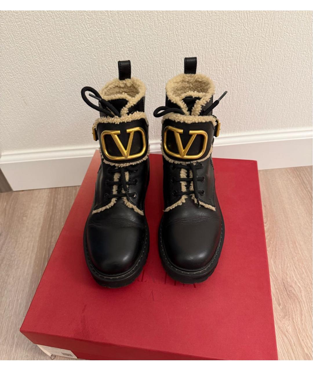 VALENTINO Черные кожаные ботинки, фото 2