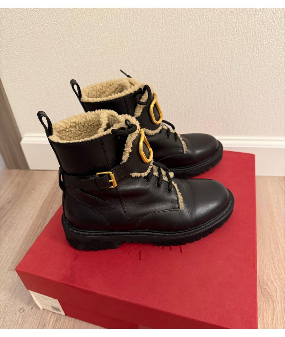 VALENTINO Черные кожаные ботинки, фото 8