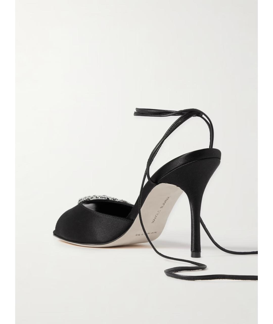 MANOLO BLAHNIK Черные текстильные босоножки, фото 4