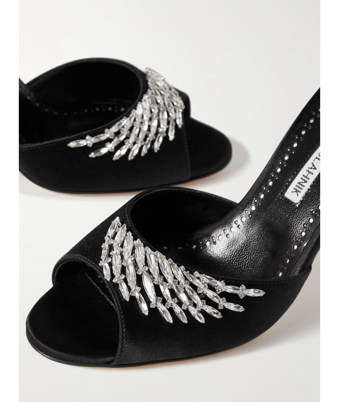 MANOLO BLAHNIK Черные текстильные босоножки, фото 3