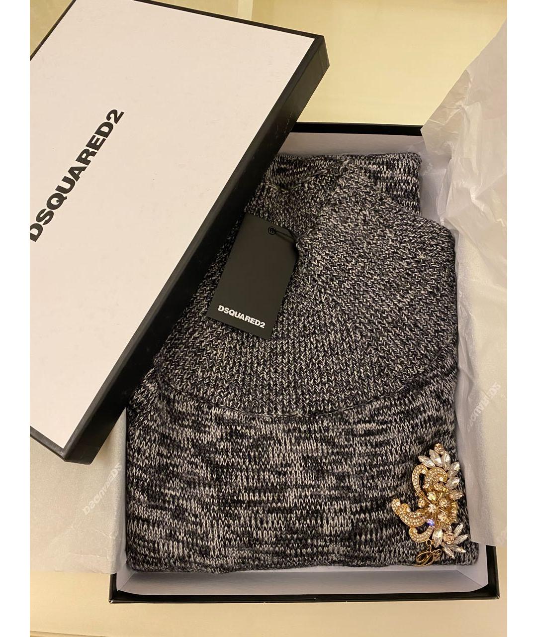 DSQUARED2 Антрацитовое шерстяное повседневное платье, фото 2