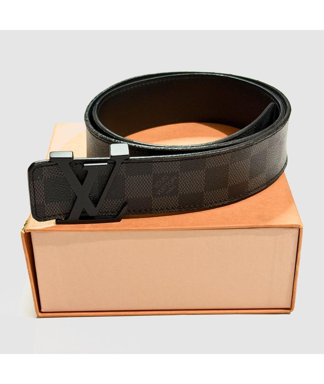 LOUIS VUITTON Черный кожаный ремень, фото 5