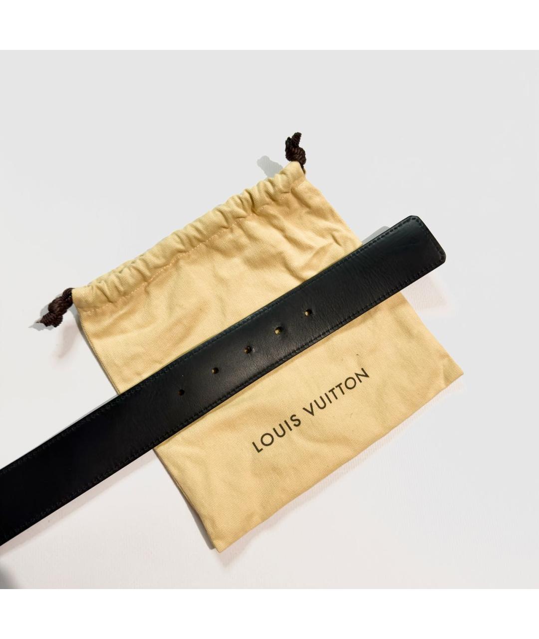 LOUIS VUITTON Черный кожаный ремень, фото 4