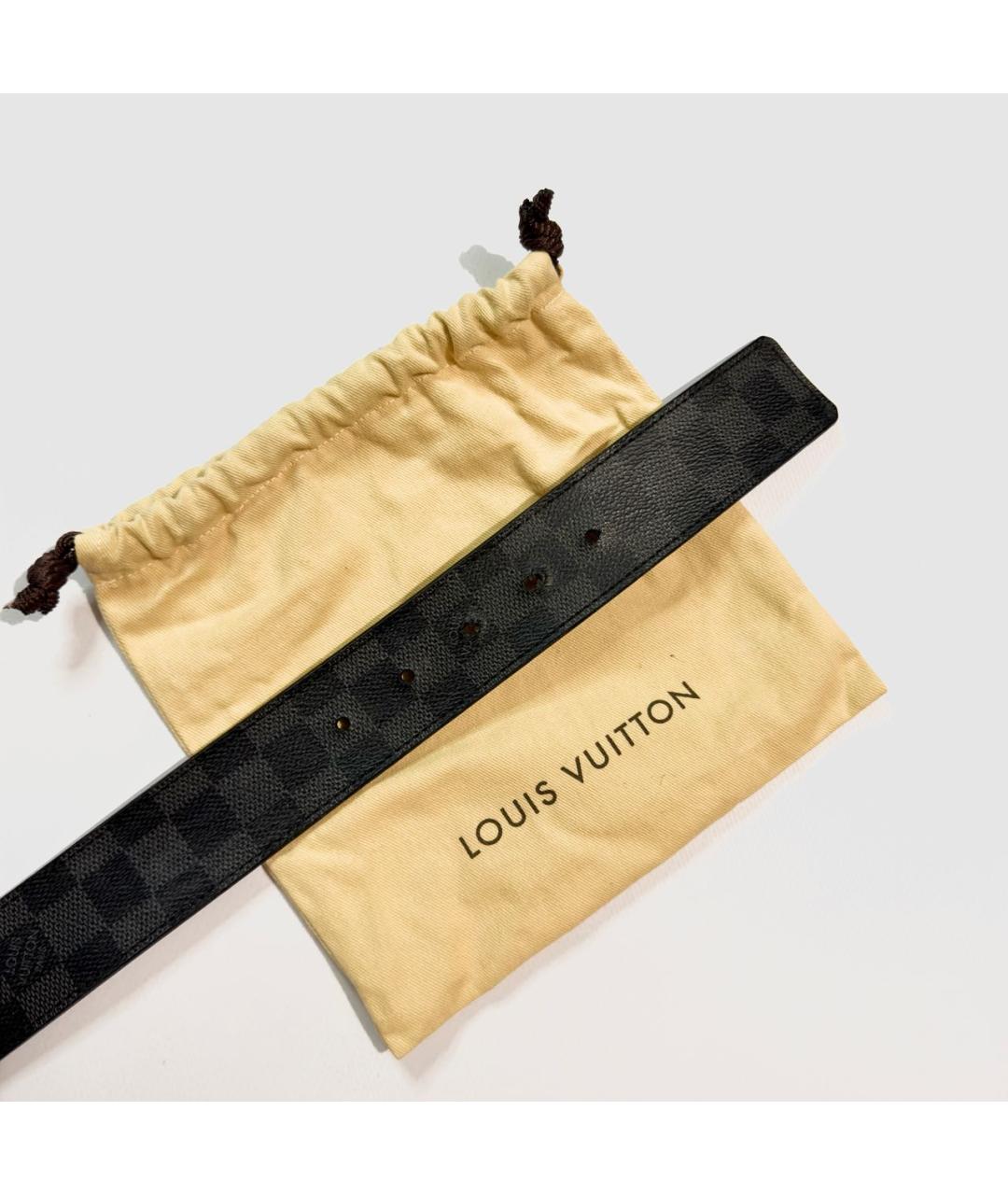 LOUIS VUITTON Черный кожаный ремень, фото 3