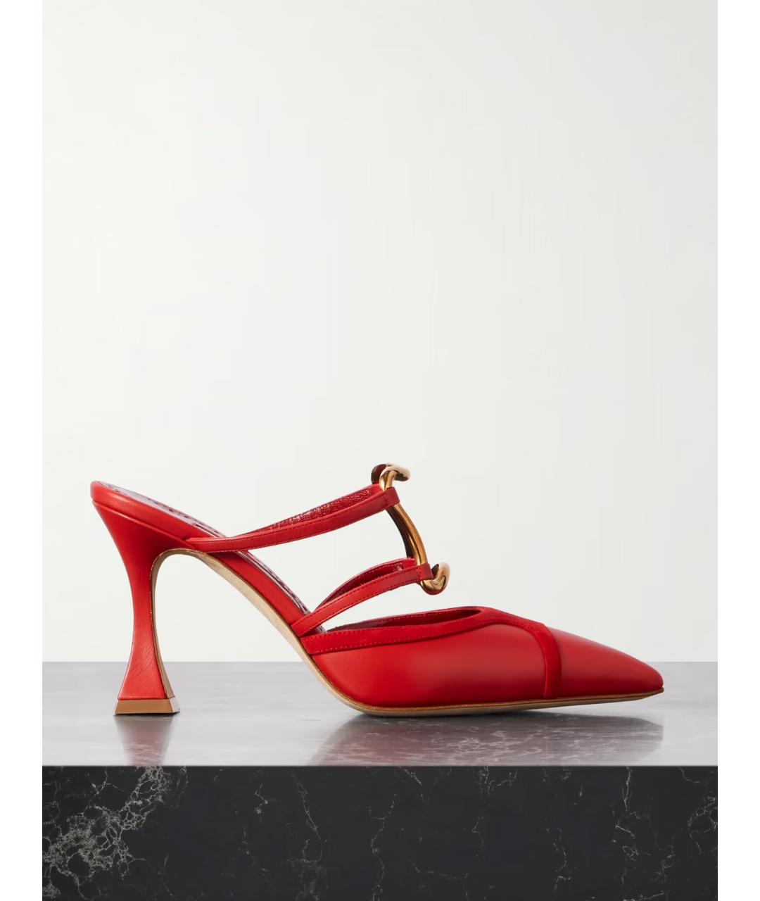 MANOLO BLAHNIK Красные кожаные мюли, фото 5