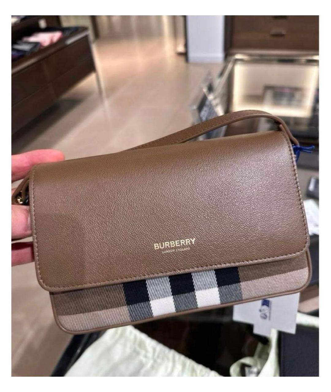 BURBERRY Коричневая кожаная сумка через плечо, фото 2