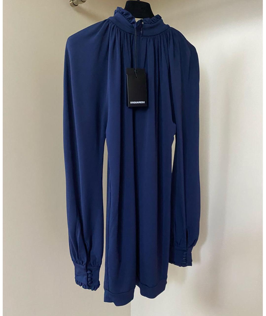 DSQUARED2 Темно-синее вискозное коктейльное платье, фото 3