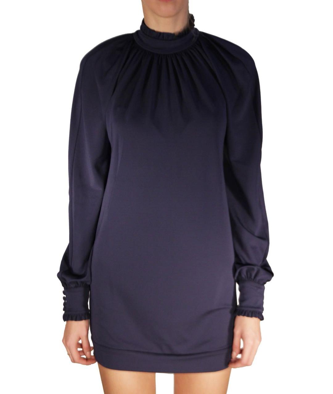 DSQUARED2 Темно-синее вискозное коктейльное платье, фото 7