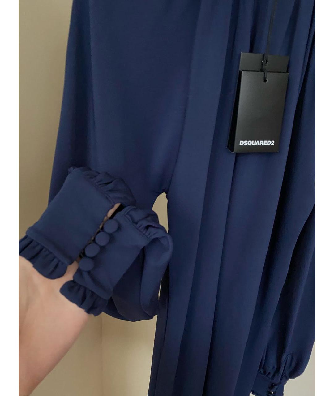 DSQUARED2 Темно-синее вискозное коктейльное платье, фото 4