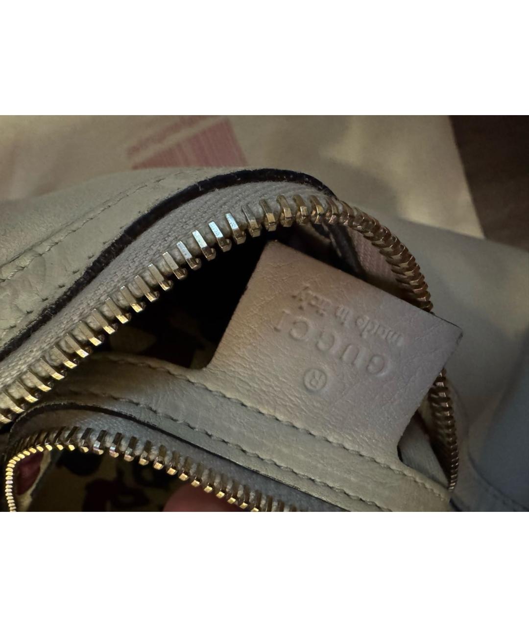 GUCCI Бежевая кожаная сумка с короткими ручками, фото 5