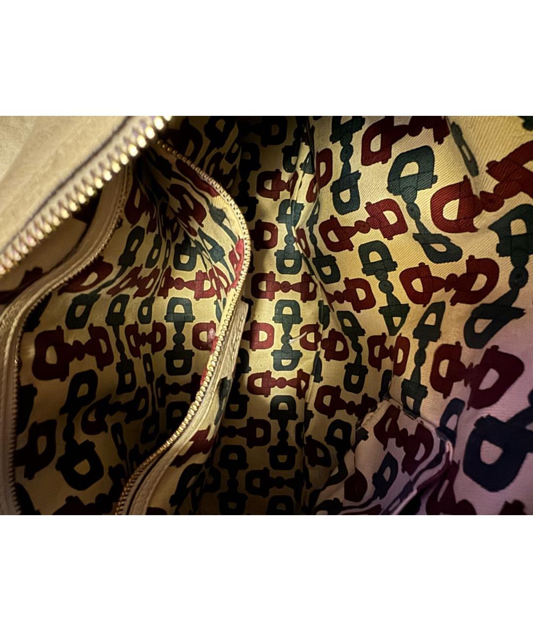 GUCCI Бежевая кожаная сумка с короткими ручками, фото 6