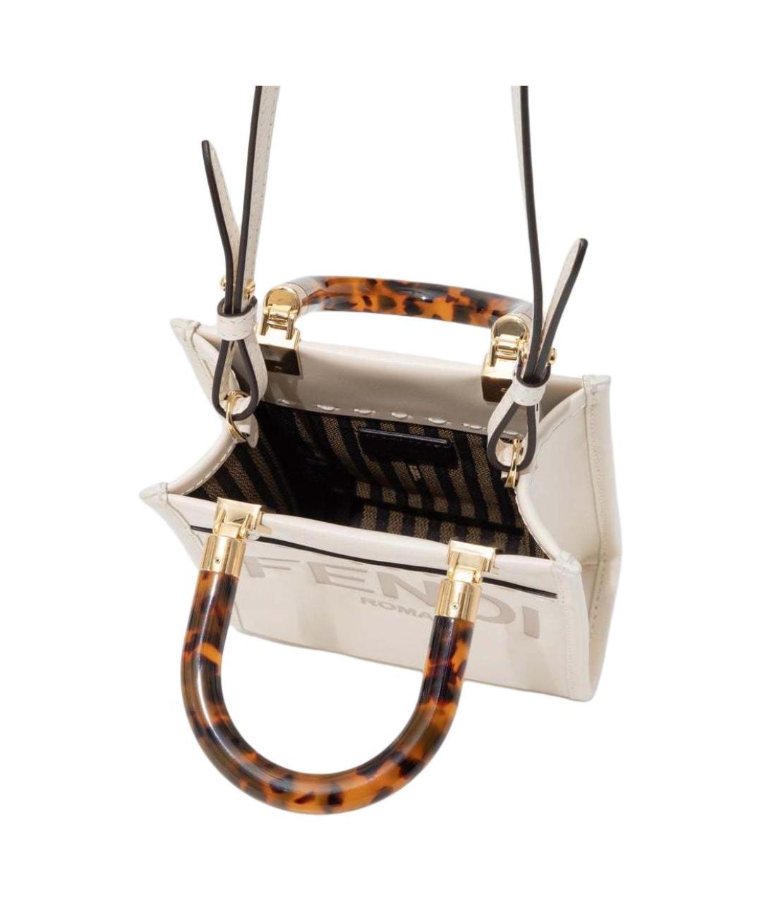 FENDI Белая кожаная сумка через плечо, фото 5