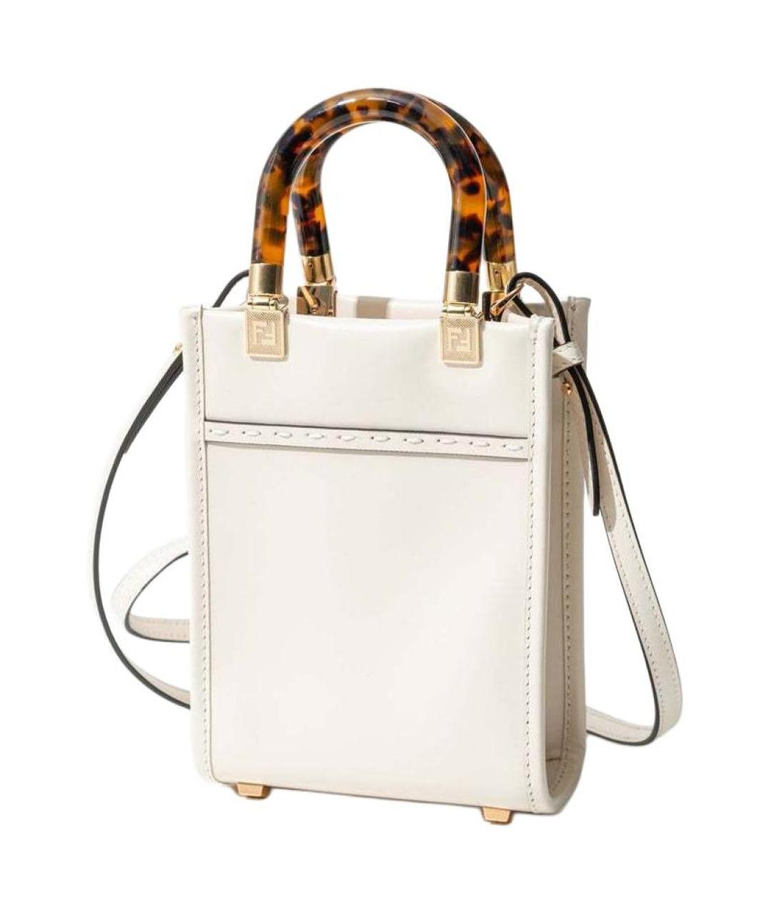 FENDI Белая кожаная сумка через плечо, фото 3