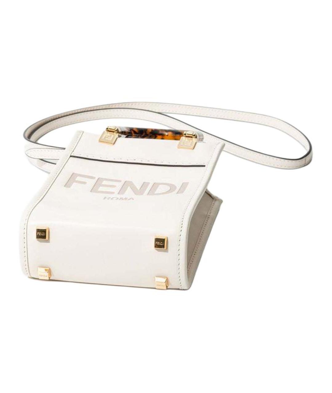 FENDI Белая кожаная сумка через плечо, фото 4