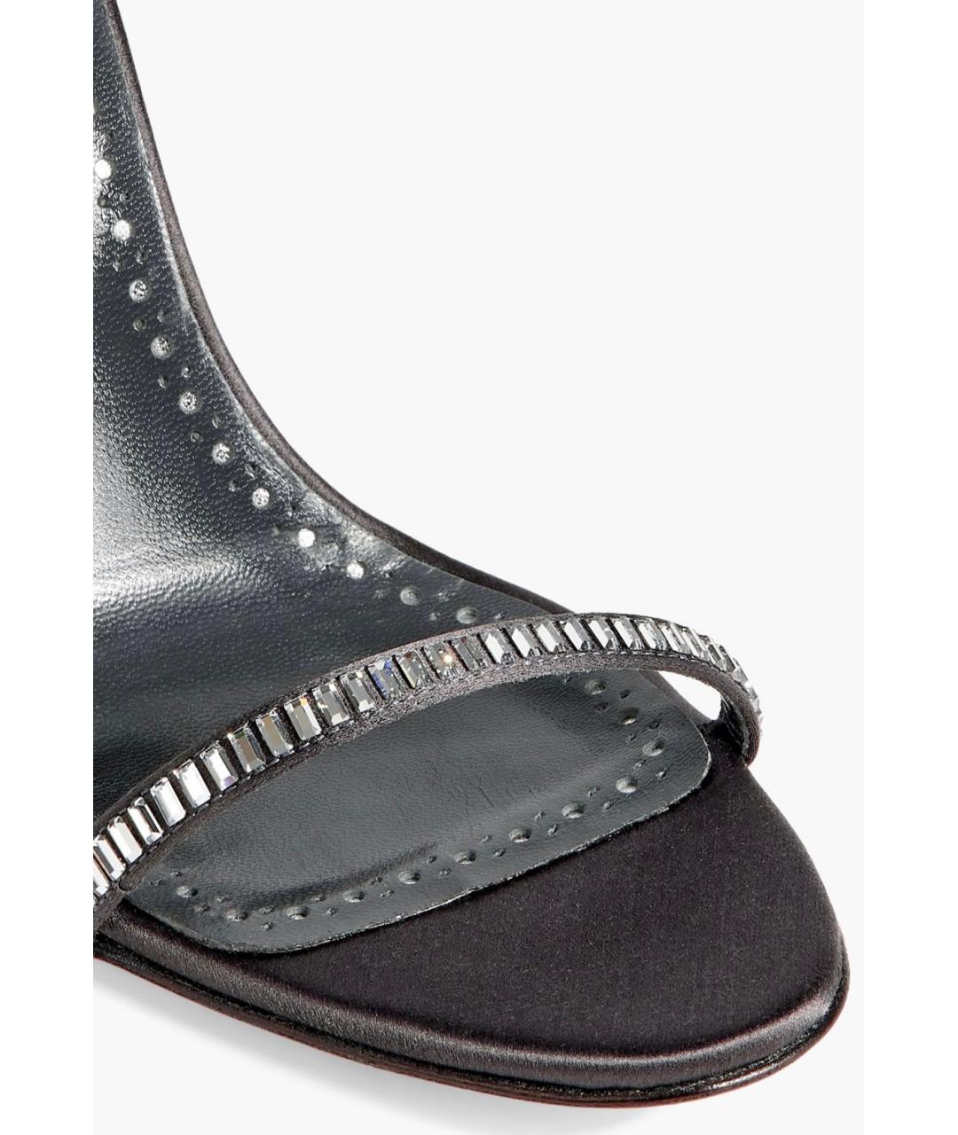 MANOLO BLAHNIK Черные текстильные босоножки, фото 4