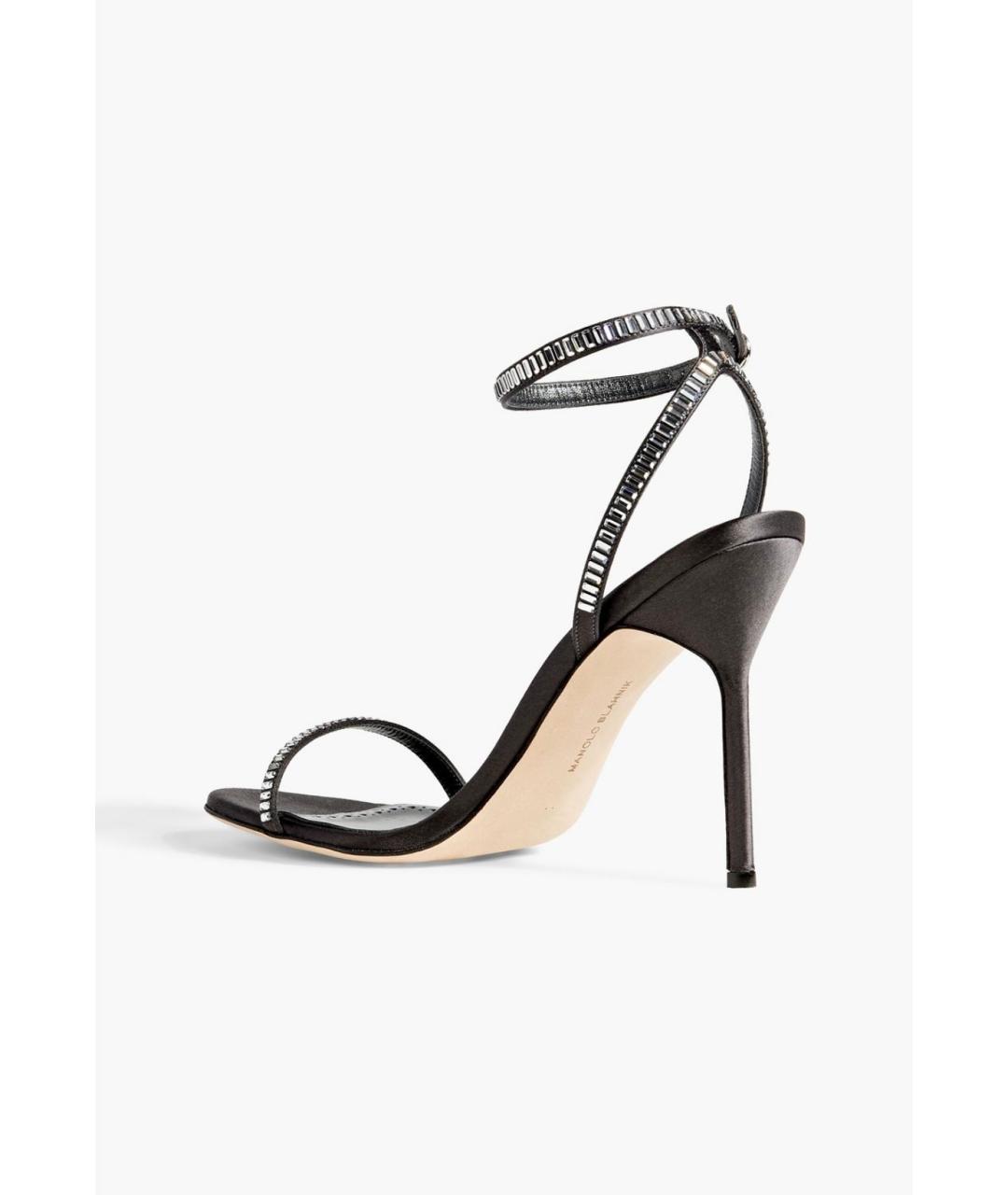 MANOLO BLAHNIK Черные текстильные босоножки, фото 3