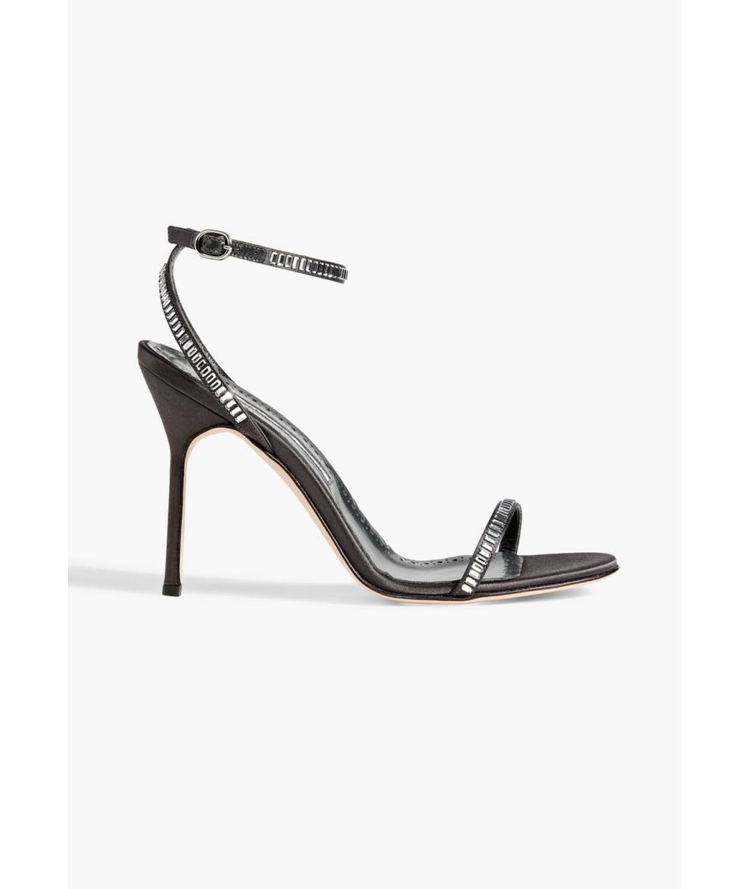 MANOLO BLAHNIK Черные текстильные босоножки, фото 5