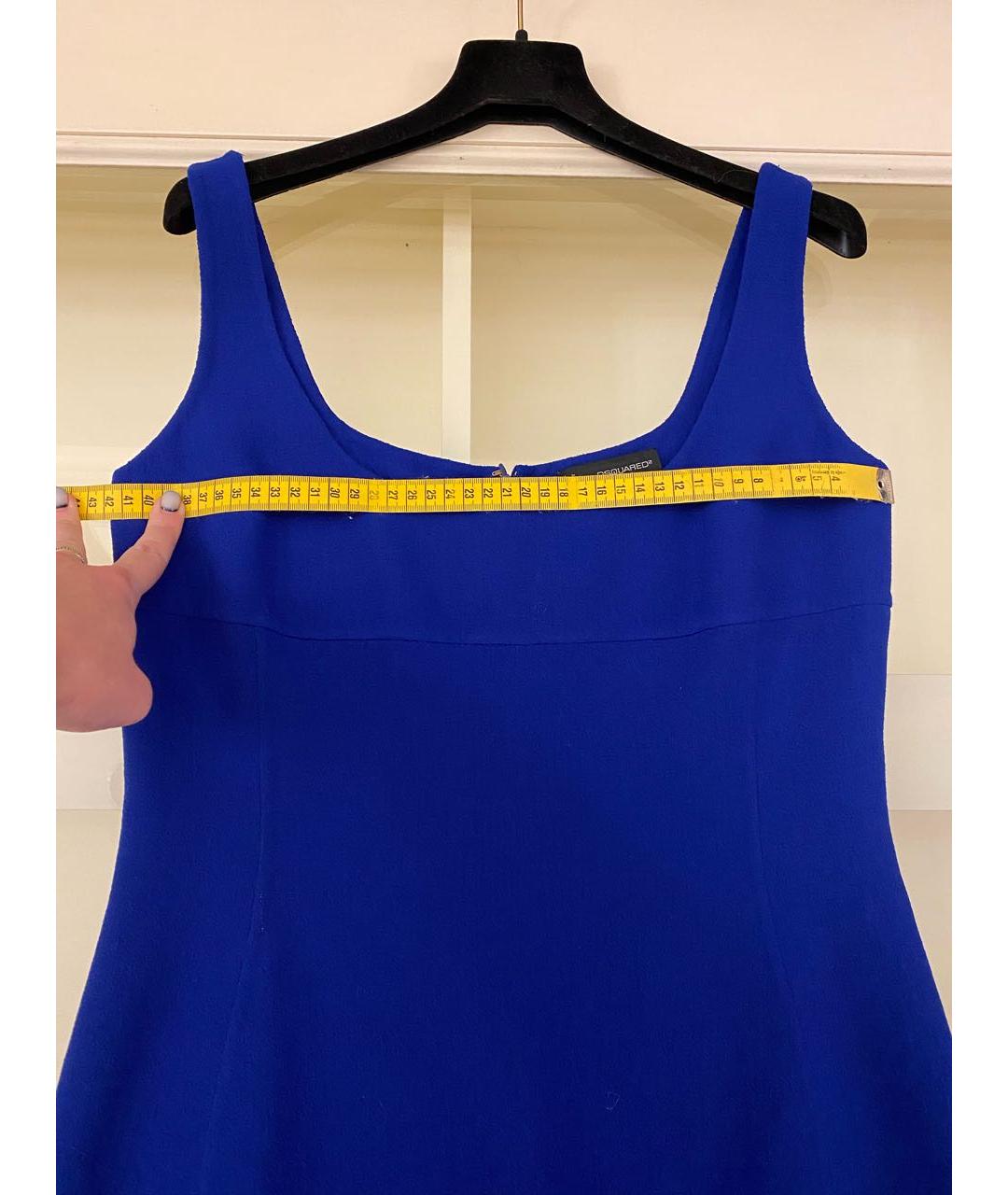 DSQUARED2 Синее шерстяное коктейльное платье, фото 6