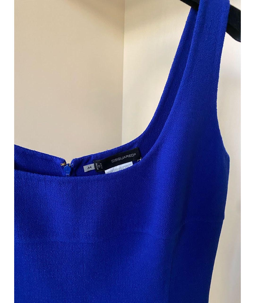 DSQUARED2 Синее шерстяное коктейльное платье, фото 2