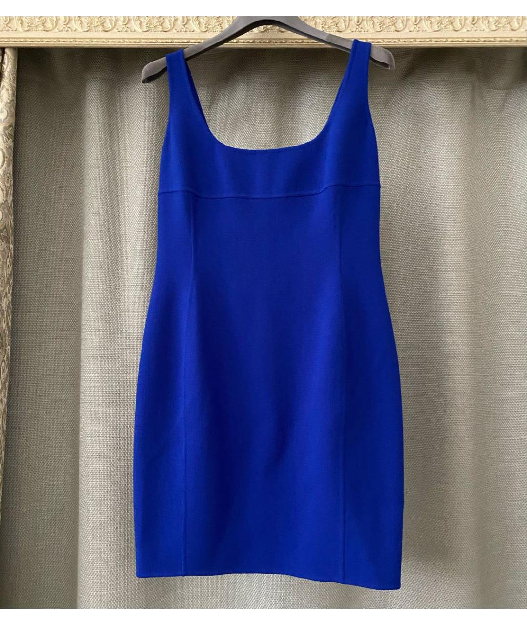 DSQUARED2 Синее шерстяное коктейльное платье, фото 9